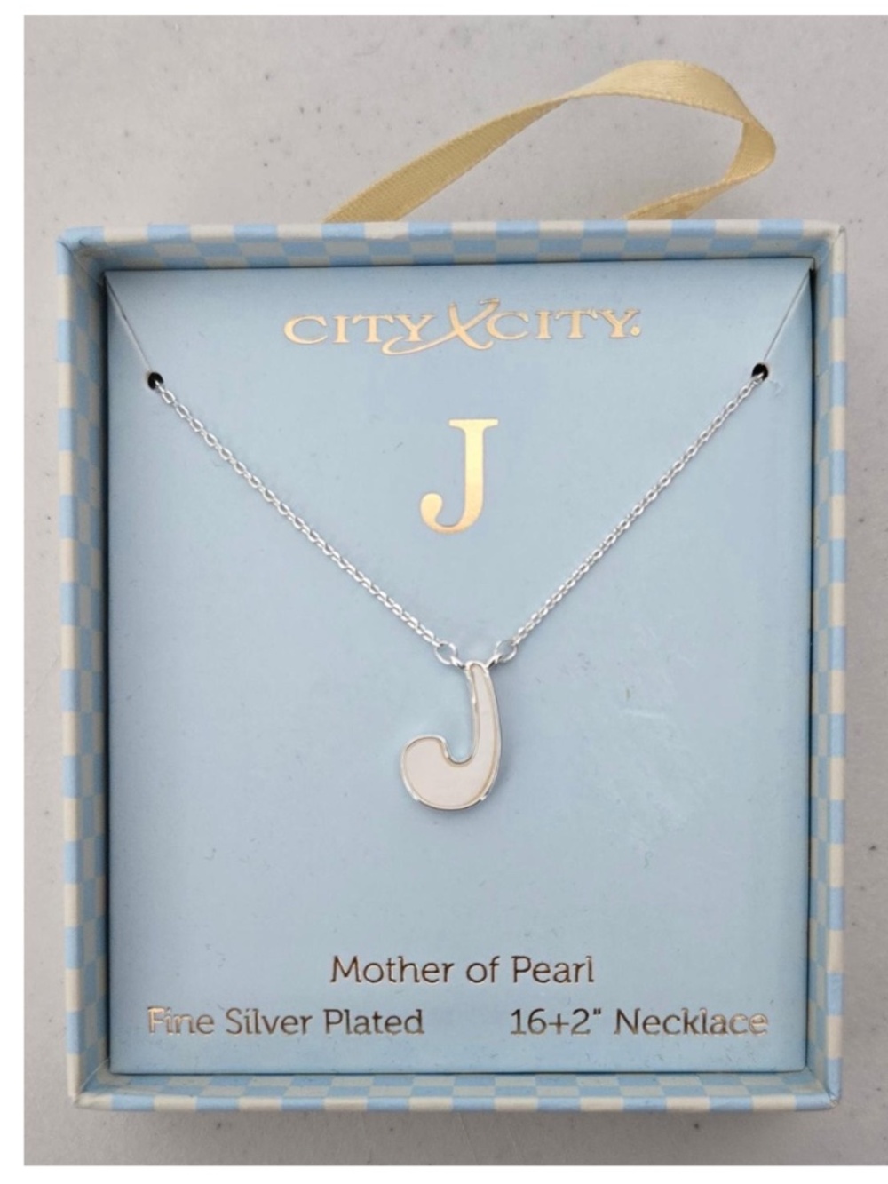 New City By City Jewelry Necklace Womens Silver Chain 3D Mother Of Pearl Letter